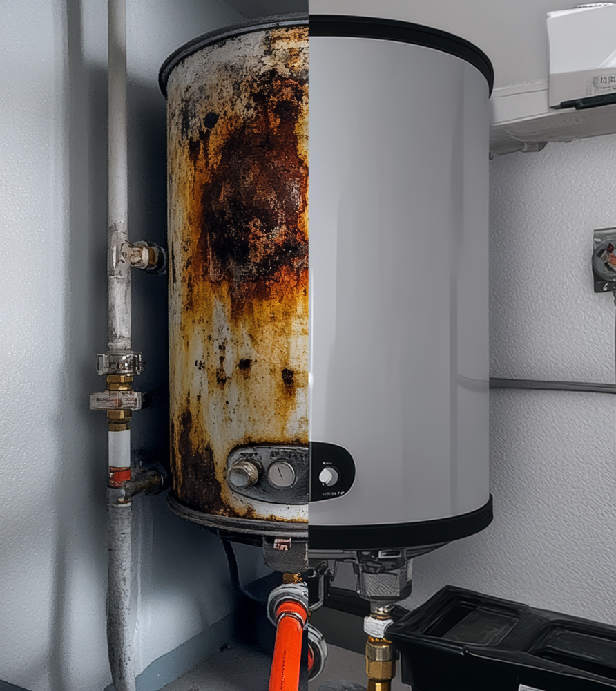 Before and After water heater image